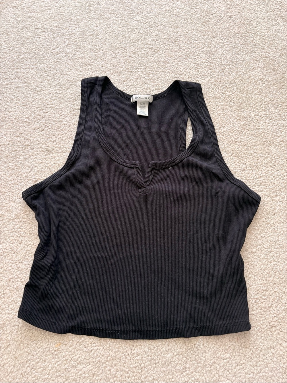 Bozzolo Black Ribbed Scoop Tank